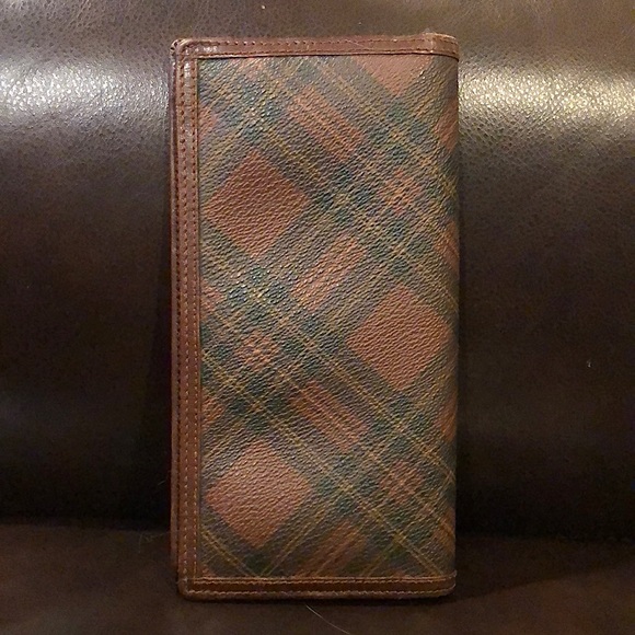 RALPH LAUREN Brown Green Tartan Plaid Long Bifold Wallet with Coin Section - Picture 3 of 17